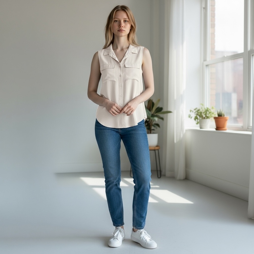 Worthington Sleeveless Tan Blouse